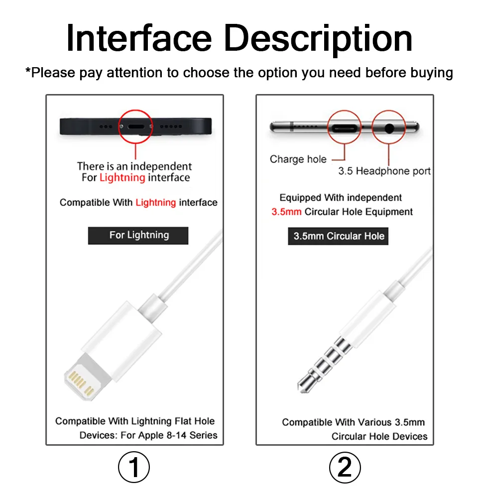 Description Picture 1 of itemiSonic Harmony: Original Wired and Bluetooth Headphones for Apple iPhone 14, 13, 12, 11 Pro Max, XR, 7, 8, 6, 6s Plus