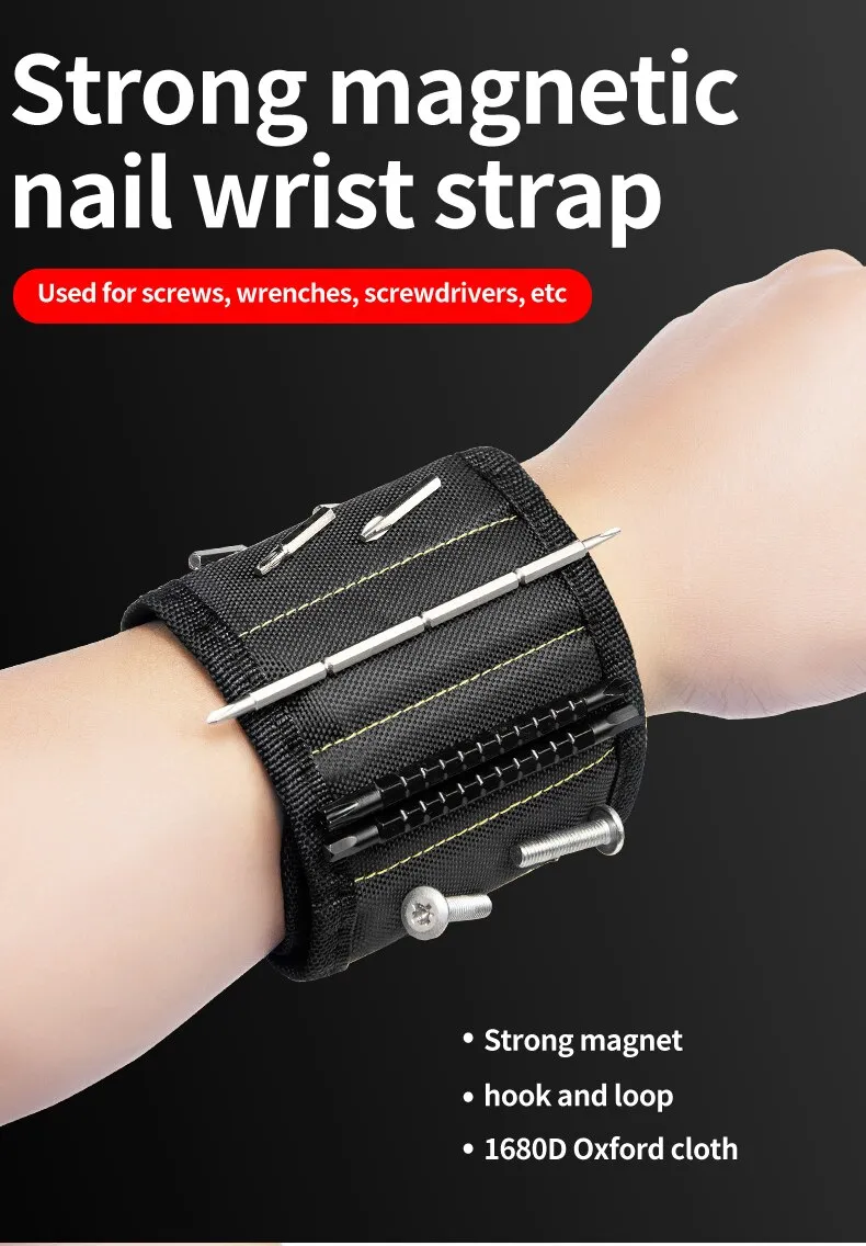 Description Picture 4 of itemMultifunctional Magnetic Wrist Strap with Screw Storage Bag - Portable Electrician Wrist Guard in Oxford Cloth