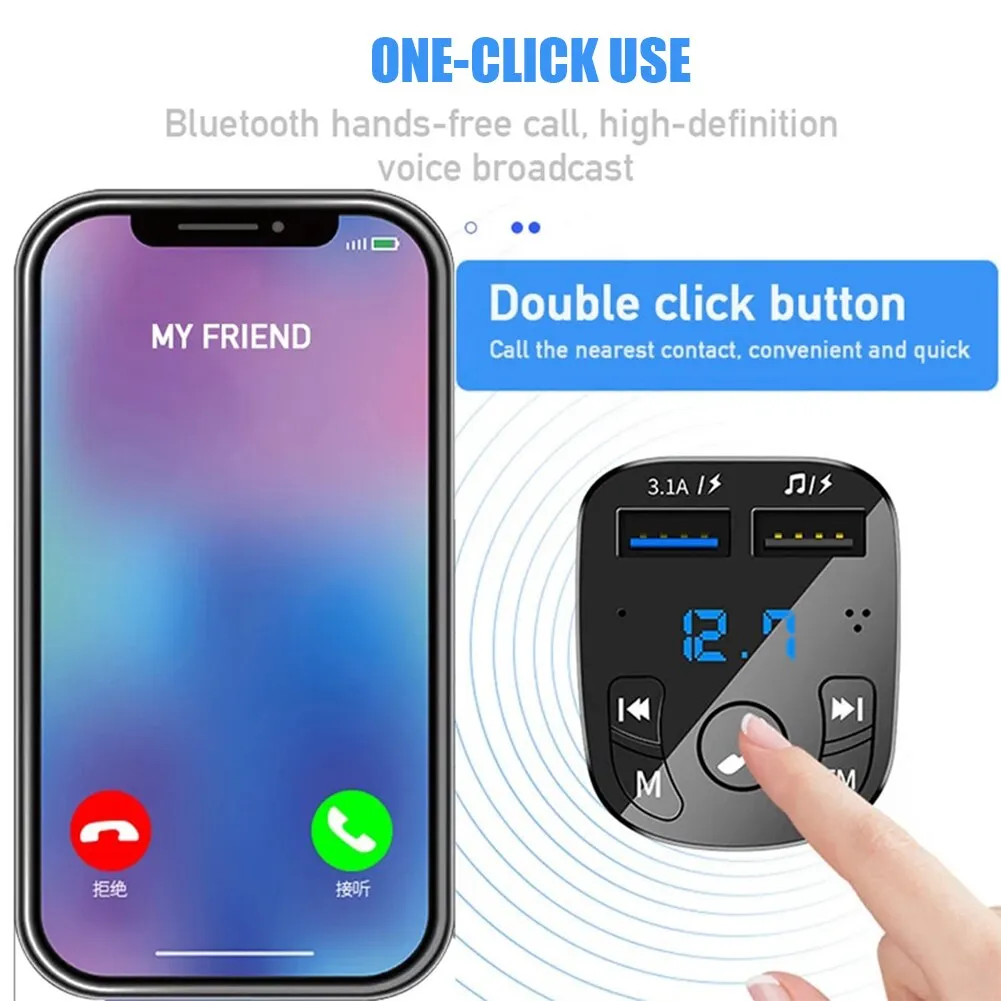 Description Picture 6 of itemOLAF Car Bluetooth 5.0 Music Player FM Transmitter - Dual USB Port Car Charger, MP3 Receiver with 3.1A Fast Charger