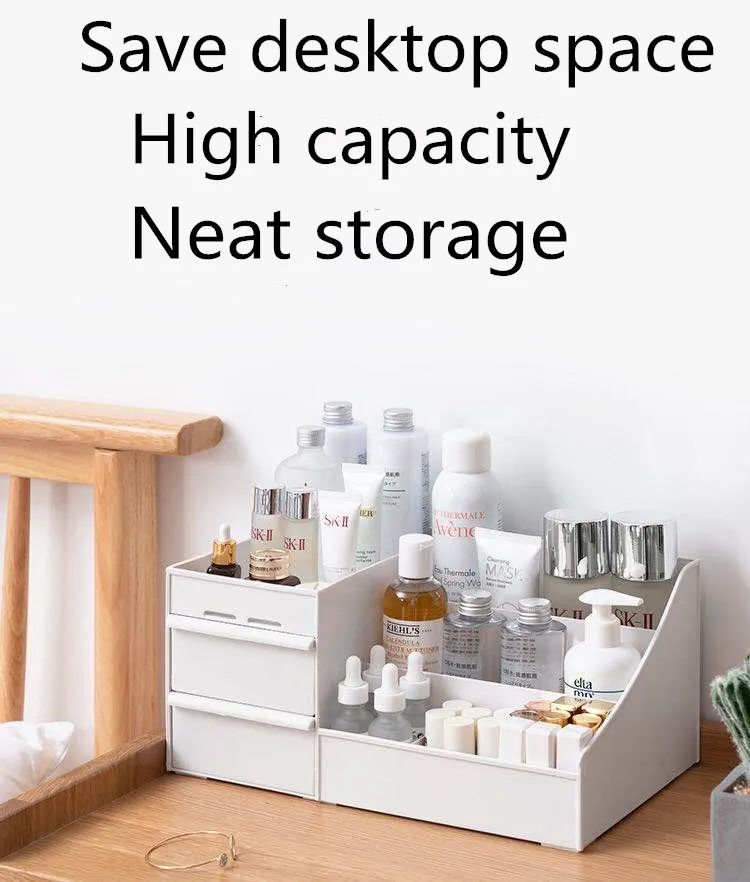 Description Picture 3 of itemChicSpace Large Capacity Cosmetic Storage Box: Versatile Makeup Drawer Organizer for Jewelry, Nail Polish