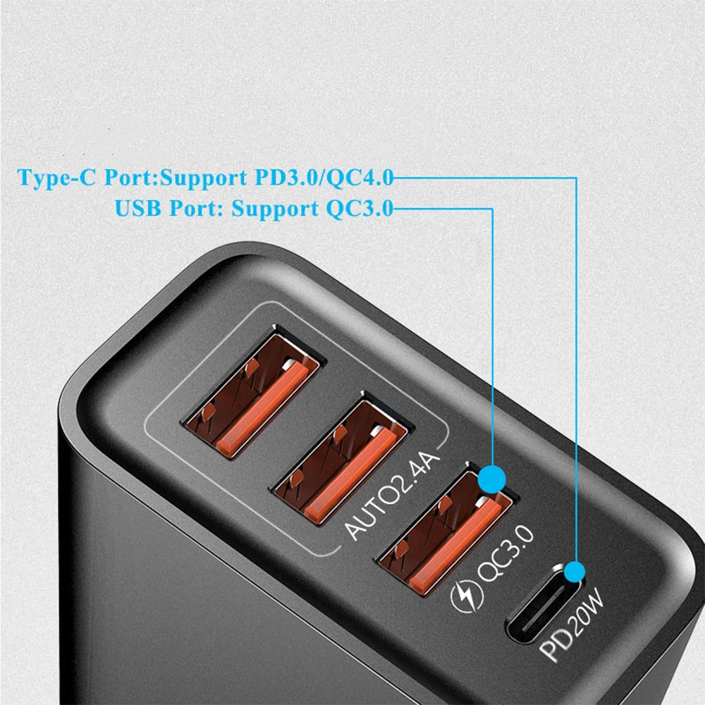 Description Picture 4 of itemSwiftCharge Pro: 3-Port USB Type C Power Adapter, Fast Charging PD Wall Charger for Samsung, Iconic Brand, iPhone, Qualcomm Quick Charge 3.0