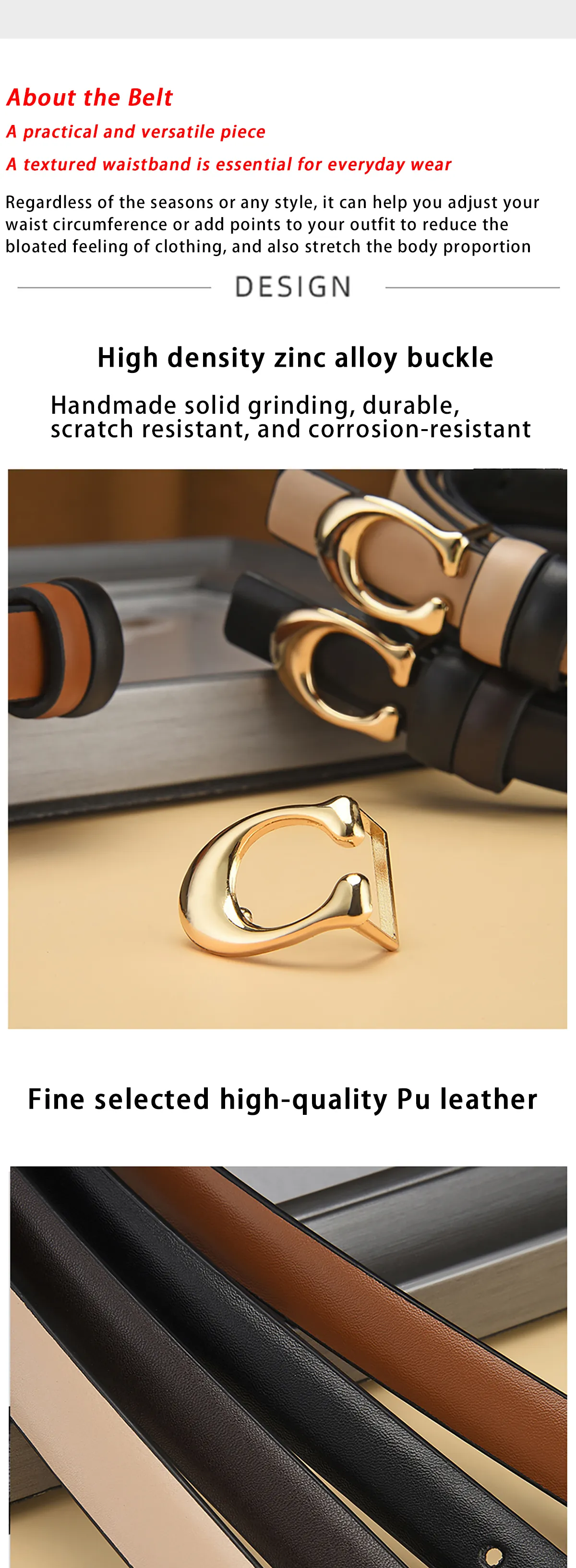 Description Picture 2 of itemC-Shaped Elegance: New Women's Fashionable Thin Belt with Detachable Double Side Denim 