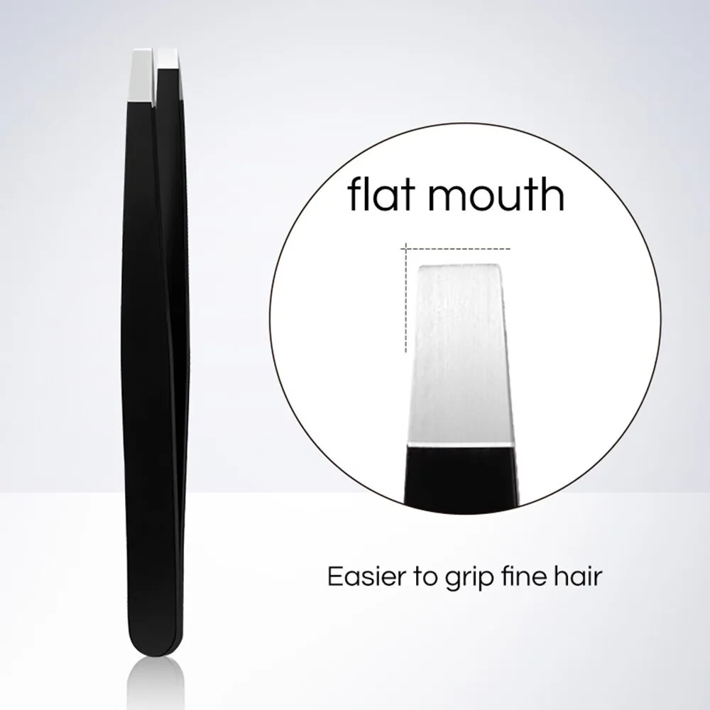 Description Picture 4 of itemGECOMO Stainless Steel Black Eyebrow Tweezer - Dual Slant and Flat Point Beauty Tools for Effortless Eyebrow Grooming and Ingrown Hair