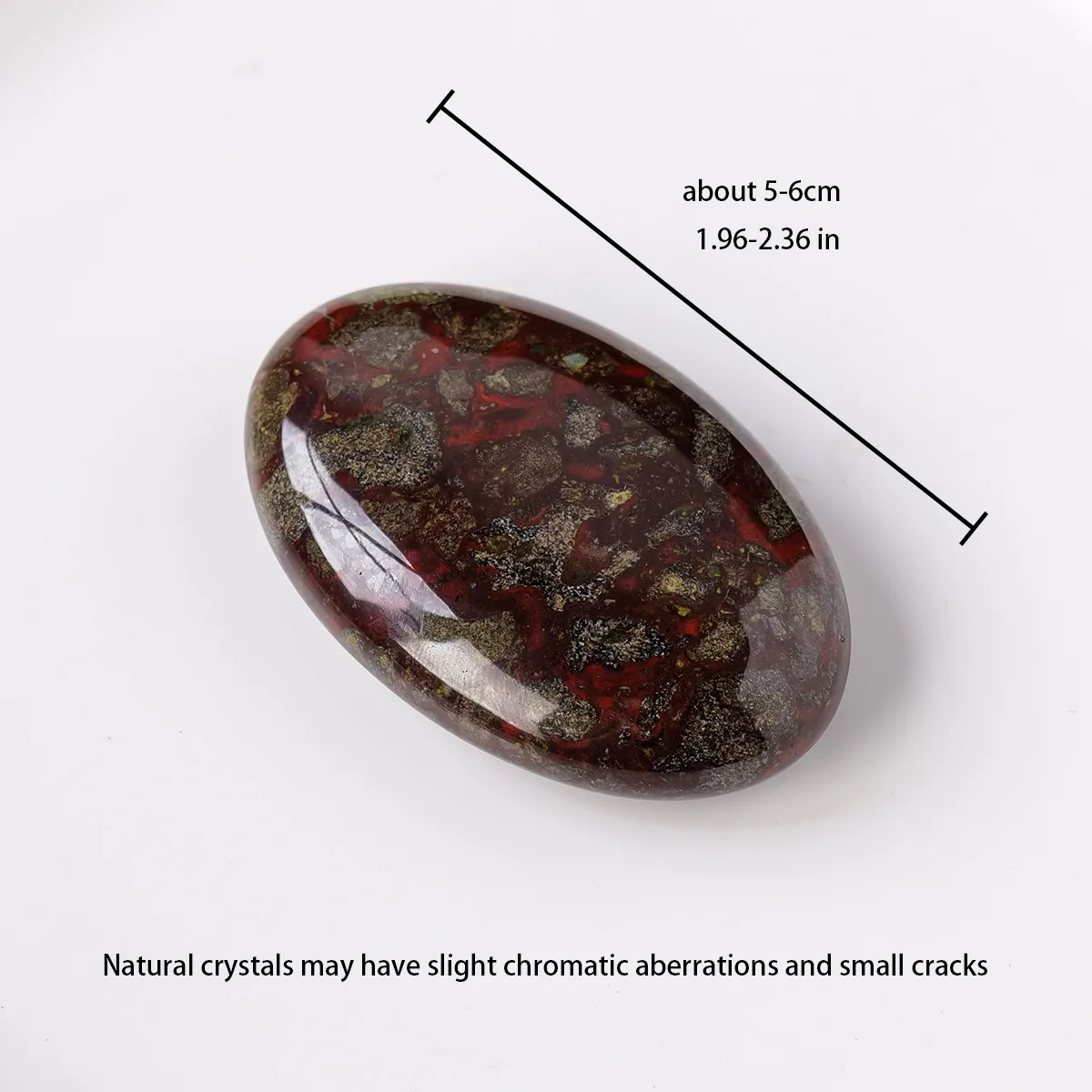 Description Picture 3 of item1PC Natural Dragon Blood Stone Hot Compress Stone - Healing Crystal Energy Fingertip Toy for Home Craft Decoration and Gifts