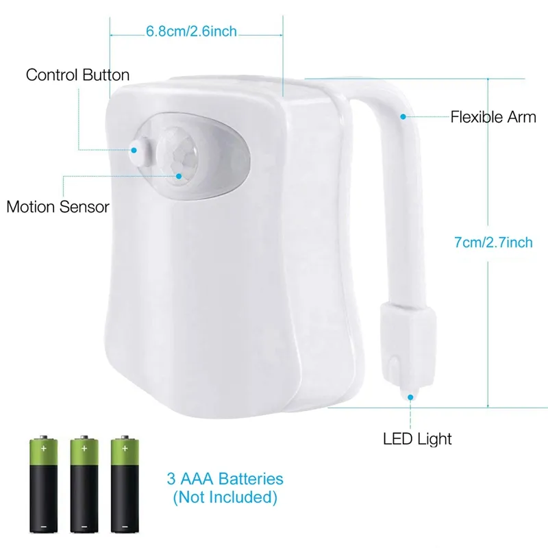 Description Picture 2 of itemIlluminate the Night with Smart PIR Motion Sensor Toilet Seat Night Light – 8 Colors, Waterproof Design for a Bright and Stylish Toilet