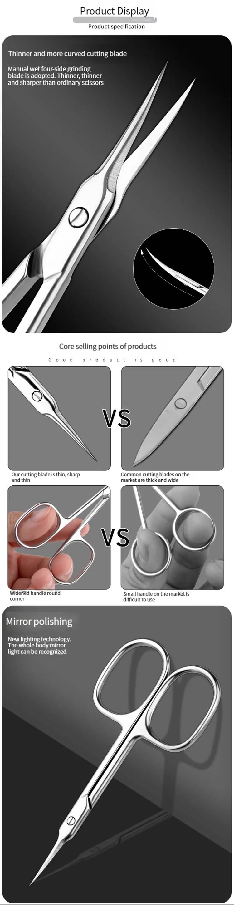 Description Picture 5 of itemCurved Tip Cuticle Regrowth Cutter, Professional Stainless Steel Dead Skin Scissors for Nail and Pedicure Grooming