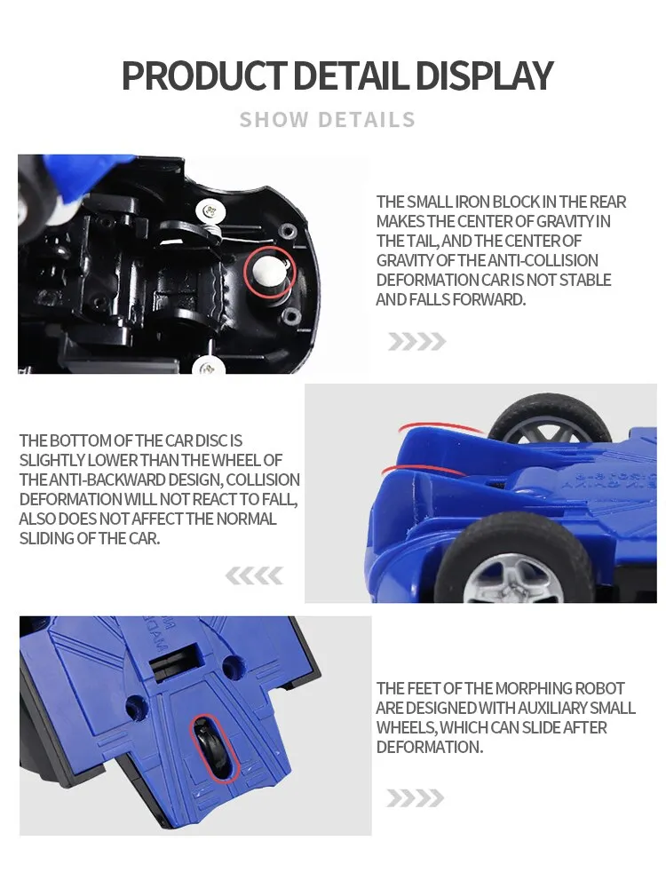 Description Picture 5 of itemTransform CarRobot Model: Automatic Deformation Push and Go Car Vehicle Toy - Race Car That Transforms, Perfect Easter Gift for Boys