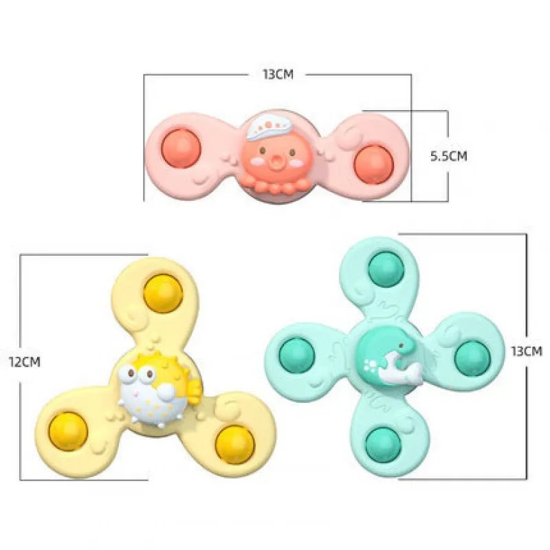 Description Picture 2 of item3Pcs/Set Funny Bathing Sucker Spinner Toys - Cartoon Rattles with Suction Cup for Educational Fun