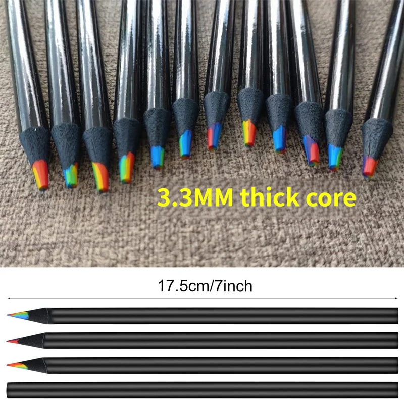 Description Picture 4 of itemRainbow Delight: 12-Piece Kawaii Pencil Set with Concentric Gradient Crayons - Perfect Kids Gift for Art, Painting