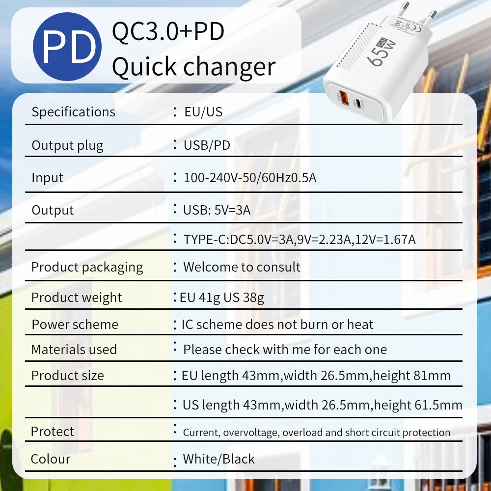 Description Picture 4 of itemUSB Charger – Fast Charging QC3.0 with USB-C Cable for iPhone, Huawei, Samsung, Iconic Brand, and More