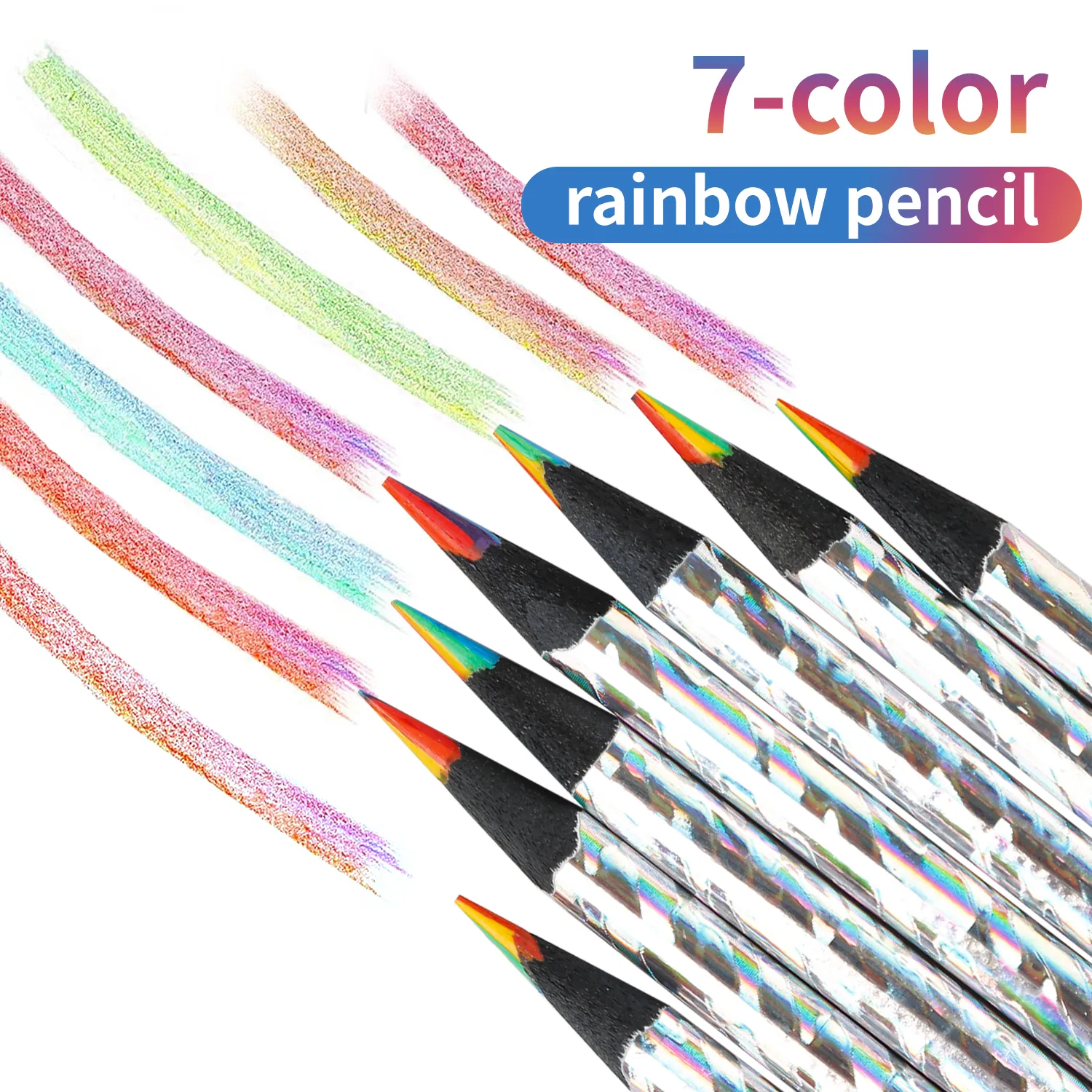 Description Picture 5 of itemRainbow Delight: 12-Piece Kawaii Pencil Set with Concentric Gradient Crayons - Perfect Kids Gift for Art, Painting