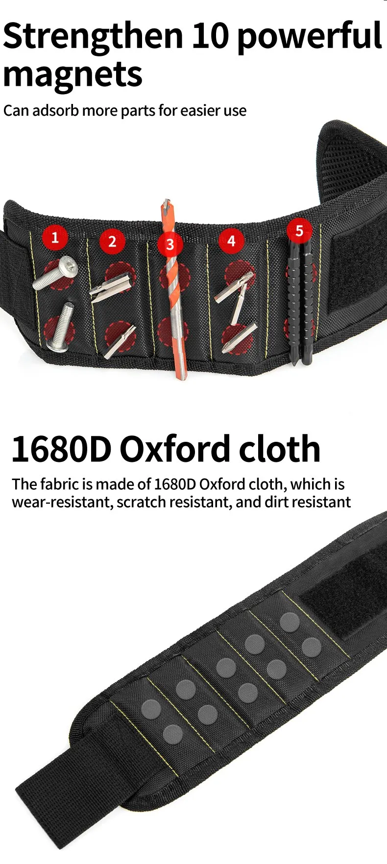 Description Picture 5 of itemMultifunctional Magnetic Wrist Strap with Screw Storage Bag - Portable Electrician Wrist Guard in Oxford Cloth