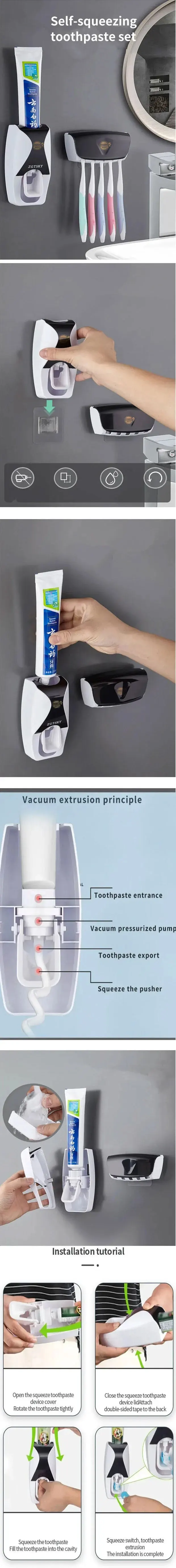 Description Picture 5 of itemAutomatic Toothpaste Dispenser and Wall-Mounted Toothbrush Holder Set 