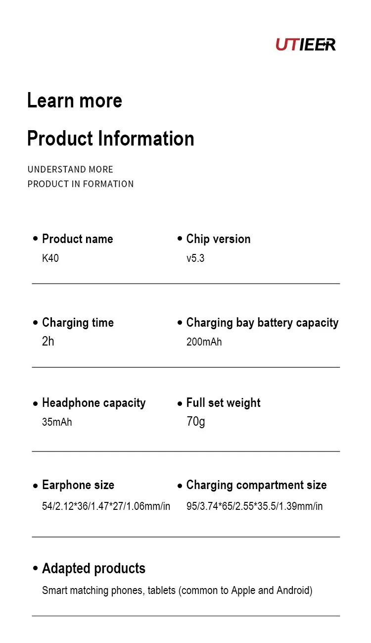 Description Picture 4 of itemK40: Wireless Bluetooth TWS Earphones with Digital Display and Low Latency Stereo