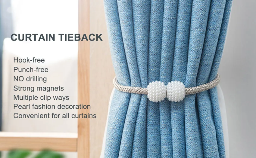 Description Picture 4 of itemPearl Elegance Magnetic Curtain Tiebacks: European-Styled Weave Clips for Effortless Drapery Decor