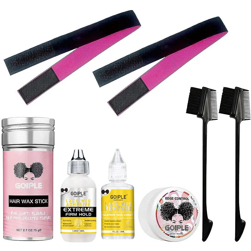 GOIPLE Waterproof Lace Front Glue Wax Stick Slick Broken Hair Natural Extra Hold Edge Control Gel for Wig Adhesive Bond Kit