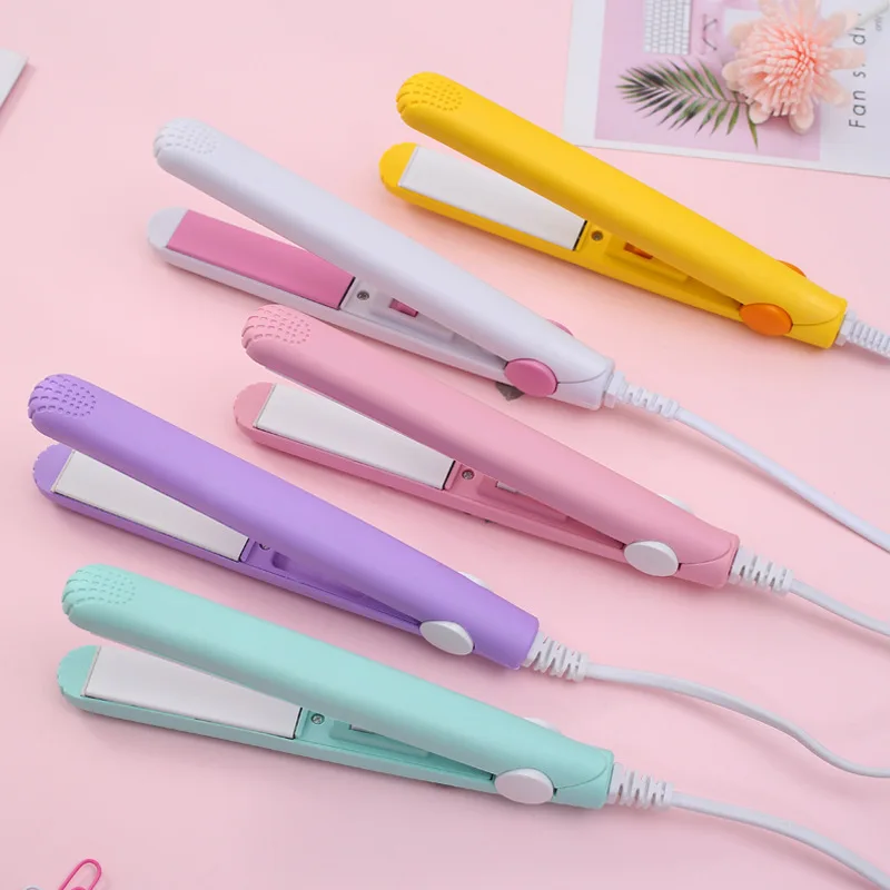 Portable Mini Hair Straightener Flat Iron Hair Curler For Men Women Short Hair Wave Hairstyling Dual Voltage Straightening Irons