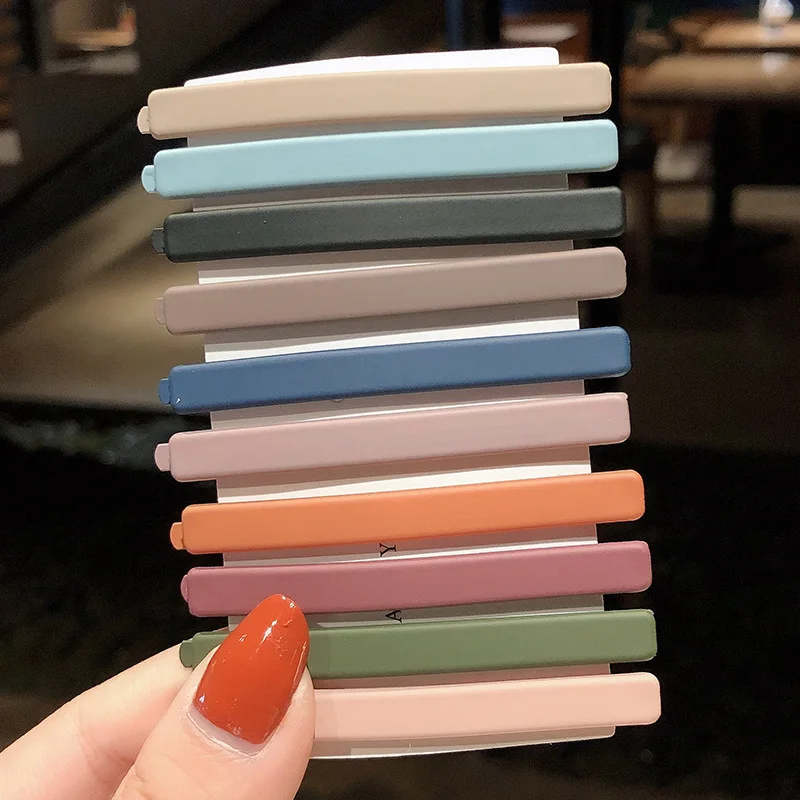 10Pcs/set Solid Colors Hair Clips Fashion BB Clips Edge Hairpins Women Hair Accessories