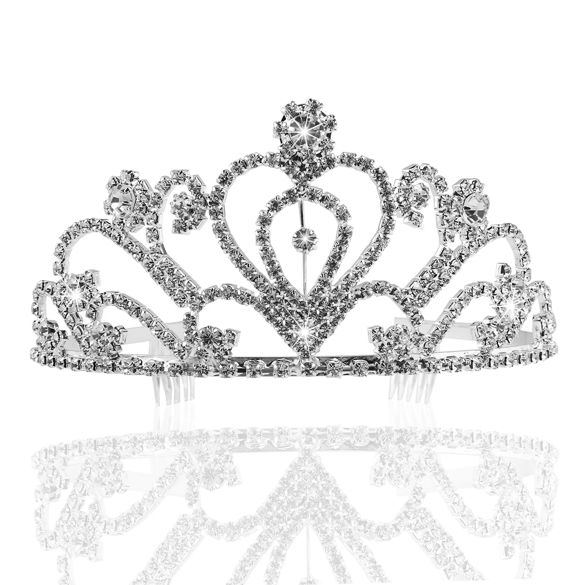 Rhinestone Barrettes Wedding Hair Loop Headgear Accessories for Bride Clip Bridal Crown