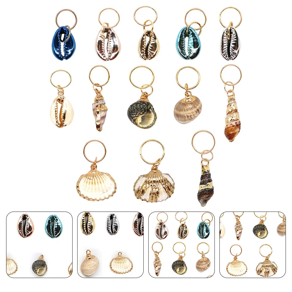 Round Flower Pot Hair Braid Shell Charms DIY Ring Clip Jewelry Pendants Barrettes