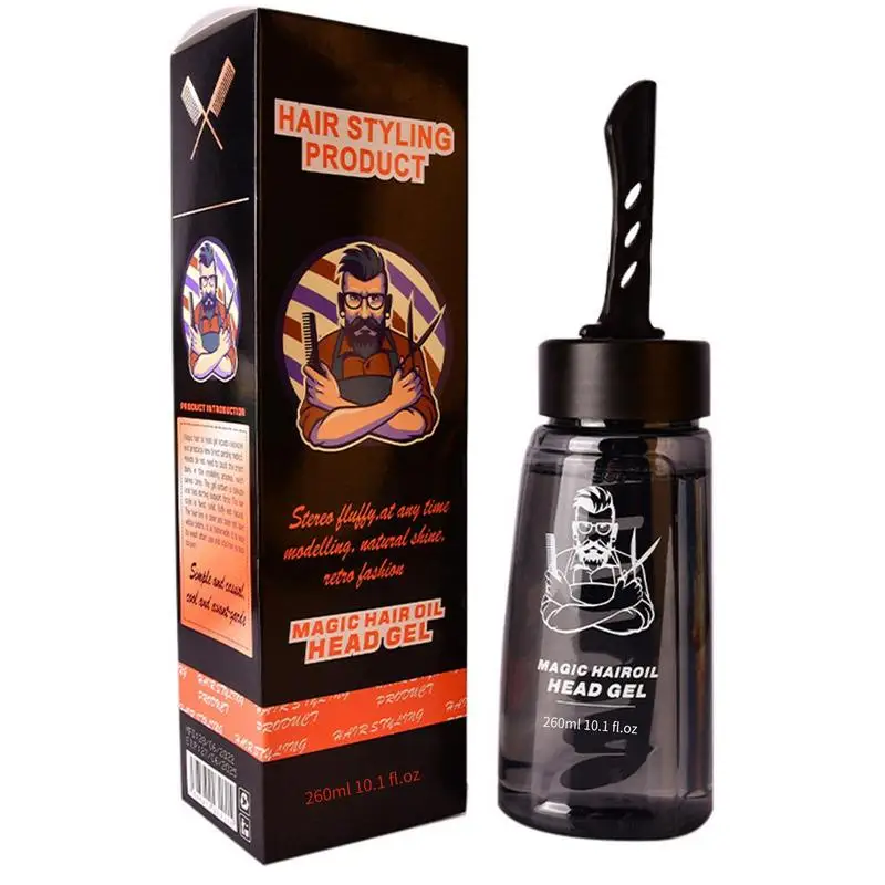Men Hair Styling Gel With Comb 2 In 1 Men Styling Gel With Comb Long-Lasting Fluffy Hair Lightweight Mens Hair Styling Gel Tool