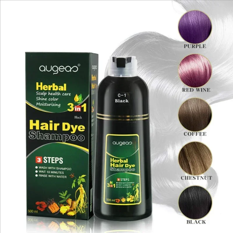 Sdottor New Herbal 500ml Natural Plant Conditioning Hair Dye Black Shampoo Fast Dye White Grey Hair Removal Dye Coloring Black H