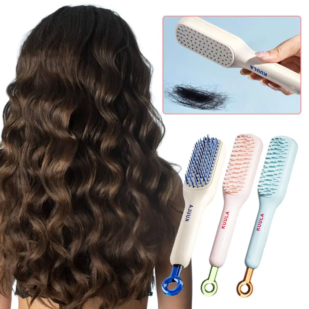 Self Cleaning Hair Brush Retractable Comb Self-cleaning Hair Brush Anti-static Massage Comb For Women Smooth Hair Y5d0