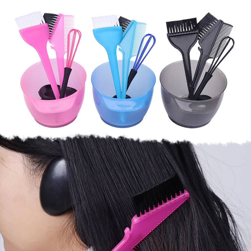 5PCS/Set Hair Dye Color Brush Bowl Set With Ear Caps Dye Mixer Hair Tint Dying Coloring Applicator Styling Accessorie