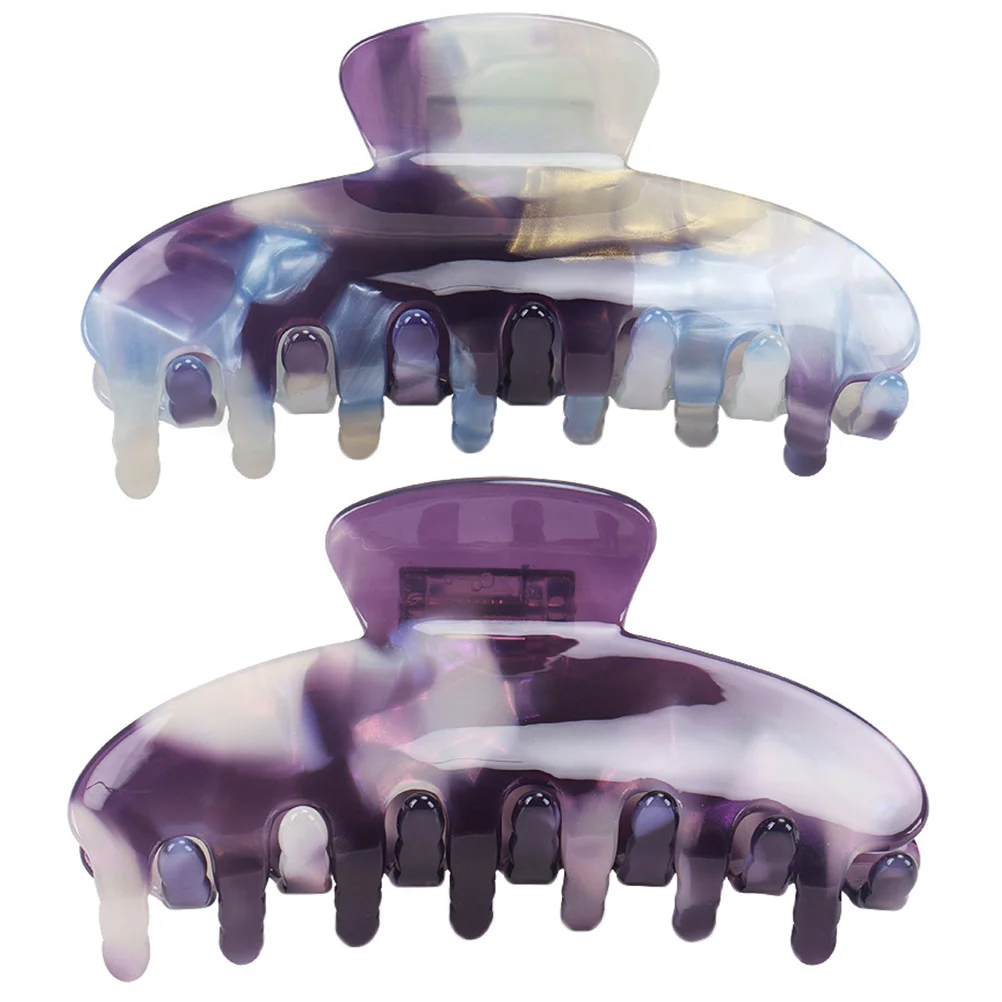 2 Pcs Hair Clip Barrettes Claw Clips Medium for Thick Women Hairpin Plastic Accessories Purple Decorative Large