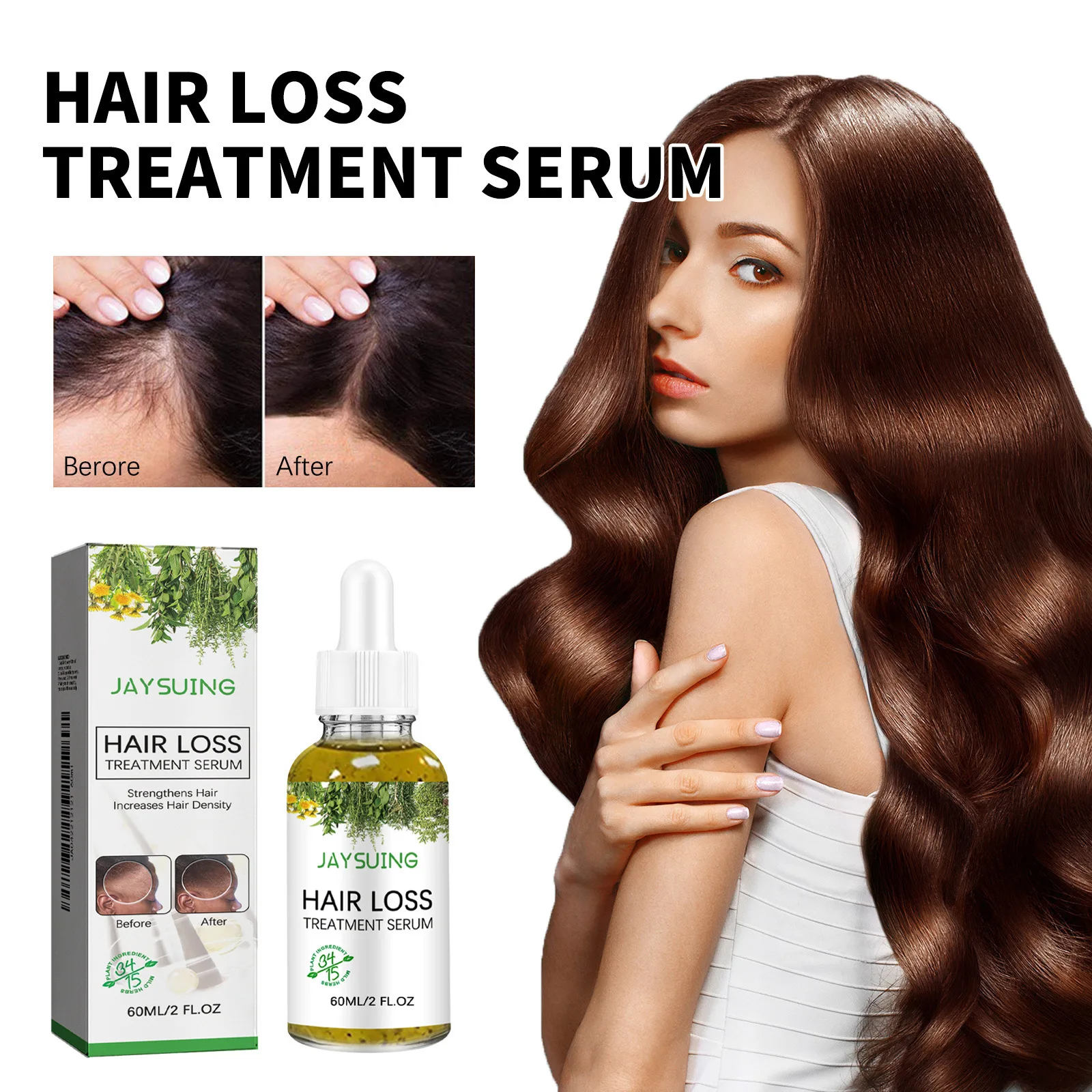 Jaysuing Hair Growth Essential Oil Scalp Enhancer Fuller Smooth Nourishing Anti-Frizz Prevent Hair Loss Baldness Deep Root Care