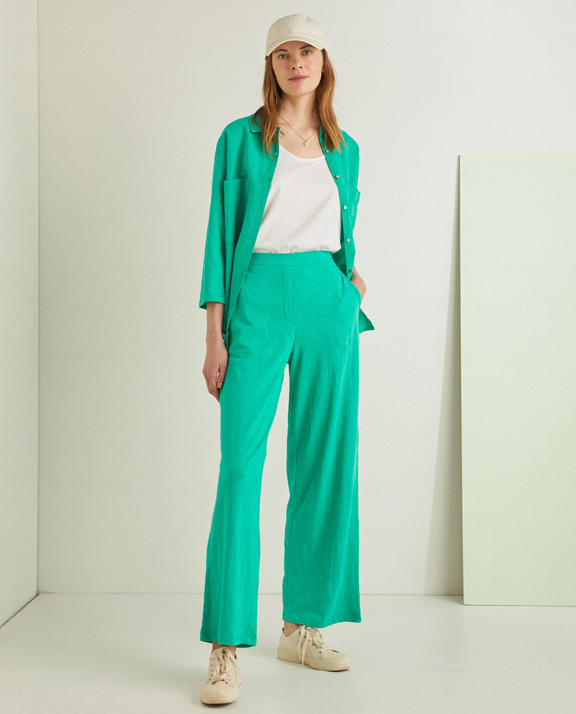 FLOWY SLUB-COTTON TROUSERS