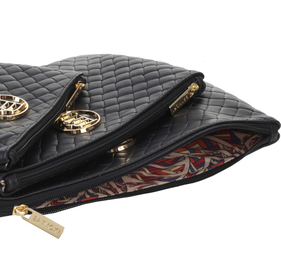 Set of three SO SOFTLY leather toiletry bags! black