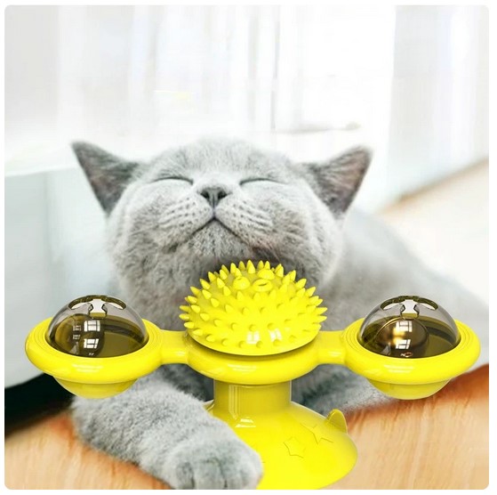 Whirligig Windmill Cat Toy, Interactive Puzzle Game Toy for Cats with Turntable, Perfect for Kitten Dental Health