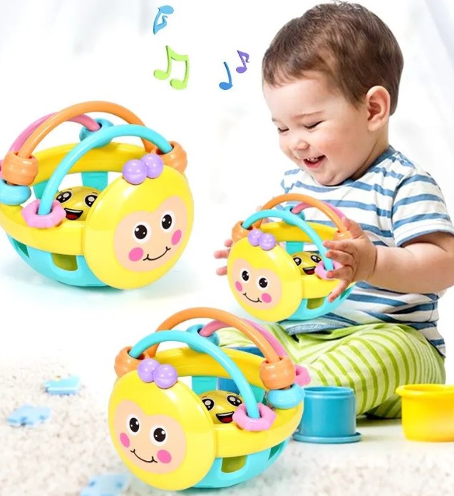 Baby's First Playmate: Bendy Baby Walker Rattle Ball with Bell - 10cm Toy for Developing Intelligence, Ideal for Babies 0-12 Months