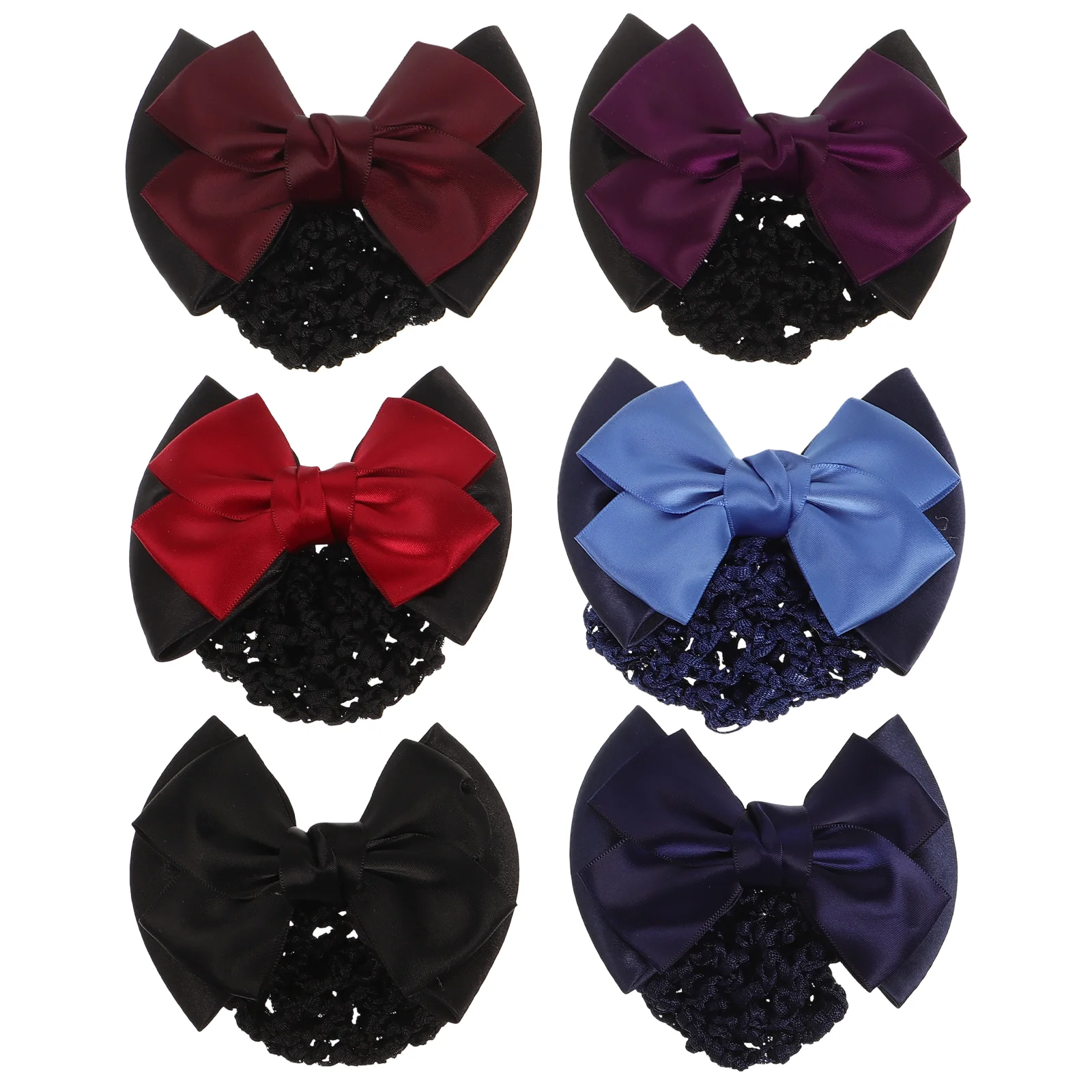 6 Pcs Crochet Hook Bow Headdress Elastic Hair Clips Women Snood Ring Hairpins Bun Nets Work