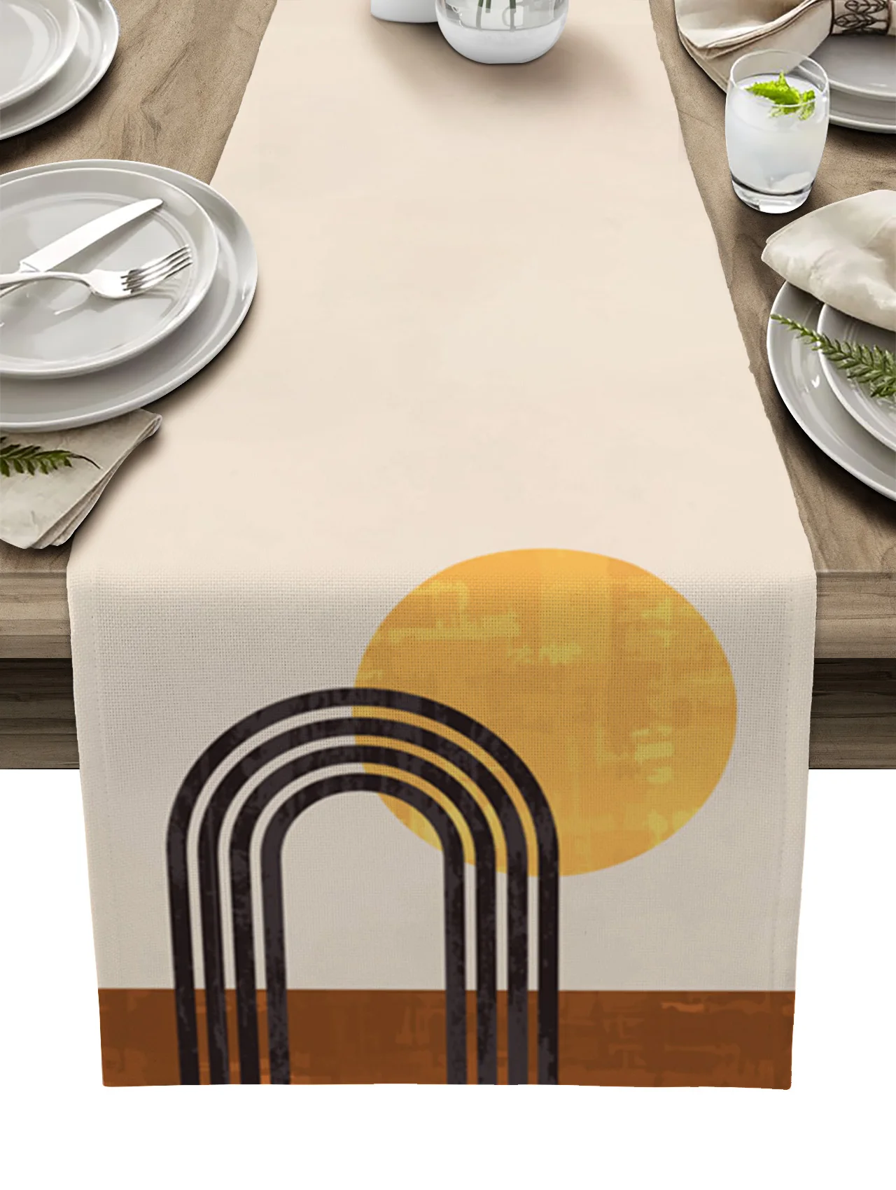 Nordic Abstract Gouache Dining Table Runner Country Decor Anti-stain Table Runner for Dining Table Wedding Decoration Mariage