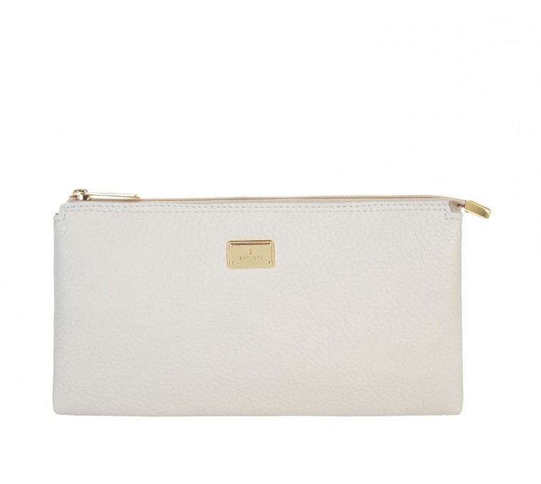 LEATHER COSMETIC BAG mousse ecru