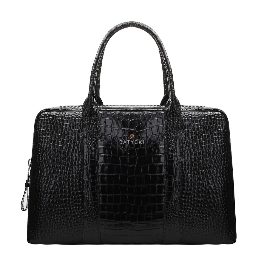 CLASSIC croco black women's leather bag