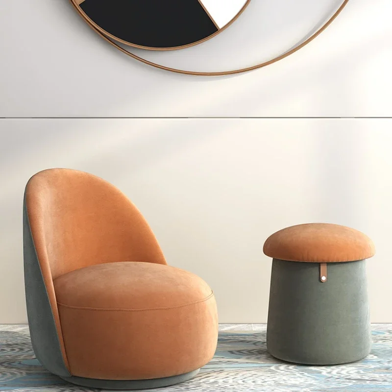 Nordic Luxury Leathaire Single Lazy Living Room Sofa Chair Simple Bedroom Recliner Makeup Stool Chaises De Salon Home Furniture