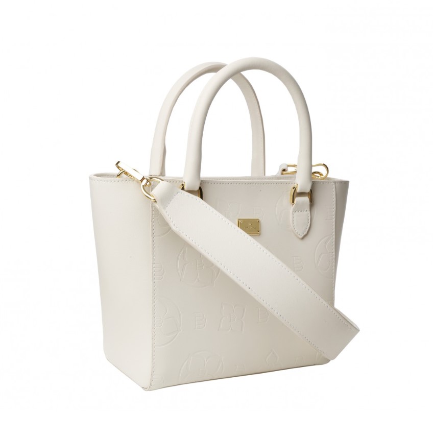 Women's leather handbag STAMPIA S NAPA ECRU