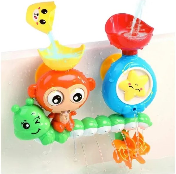 Monkey Caterpillar Splash: Suction Cup Bath Track Water Games - Interactive Baby Shower Toy for Kids