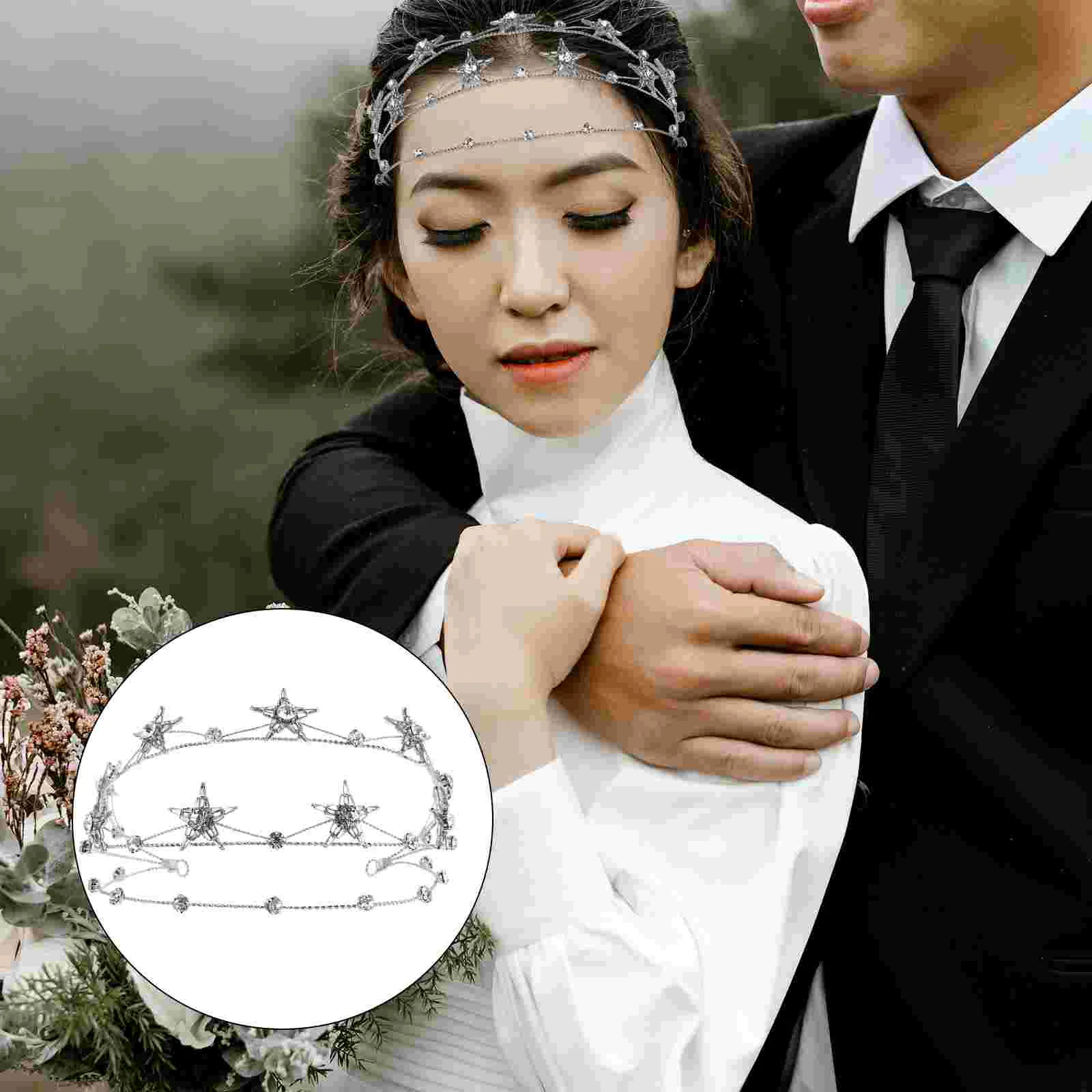 Alloy Stars Goddess Crown Headband Bridal Headpiece Tiara Wedding Accessory