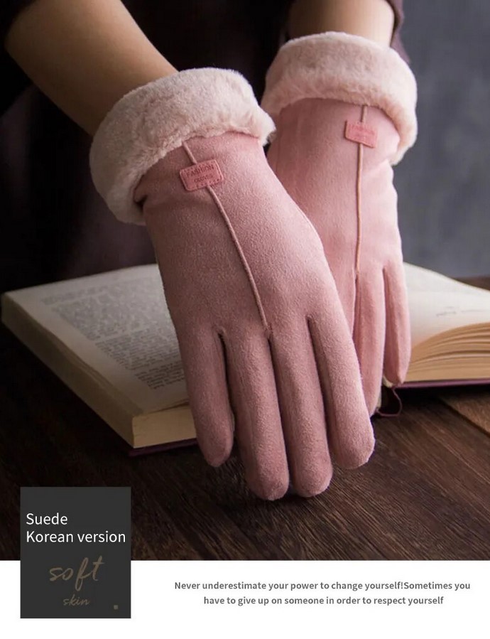 Description Picture 2 of itemCozy Furry Winter Gloves for Women - Stylish and Warm Full Finger Mittens