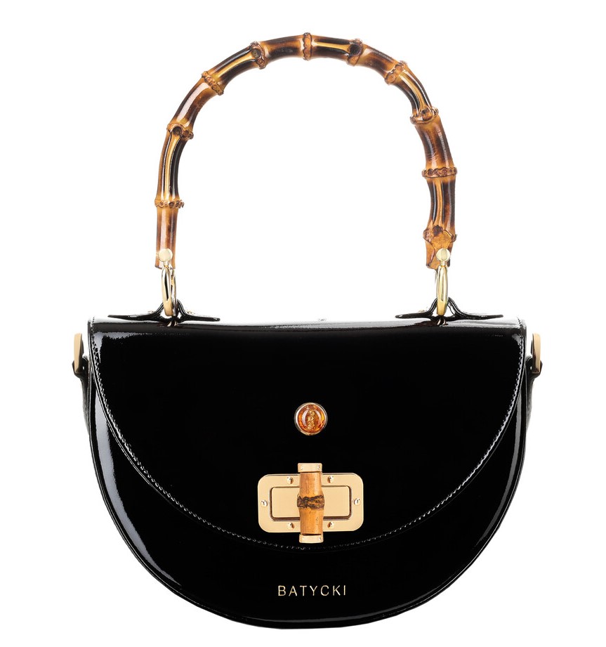 AMBER women's leather handbag vernice black