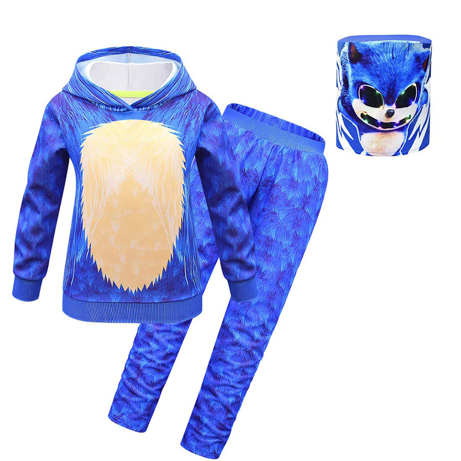 Kids Hedgehog Costume Hoodie Pants and Light-up LED Helmet 3Pcs Cosplay Outfit
