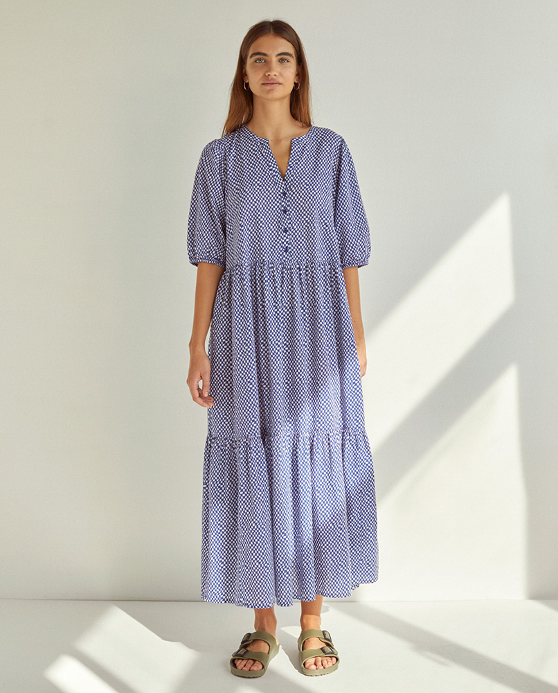 100% COTTON LONG PRINT DRESS