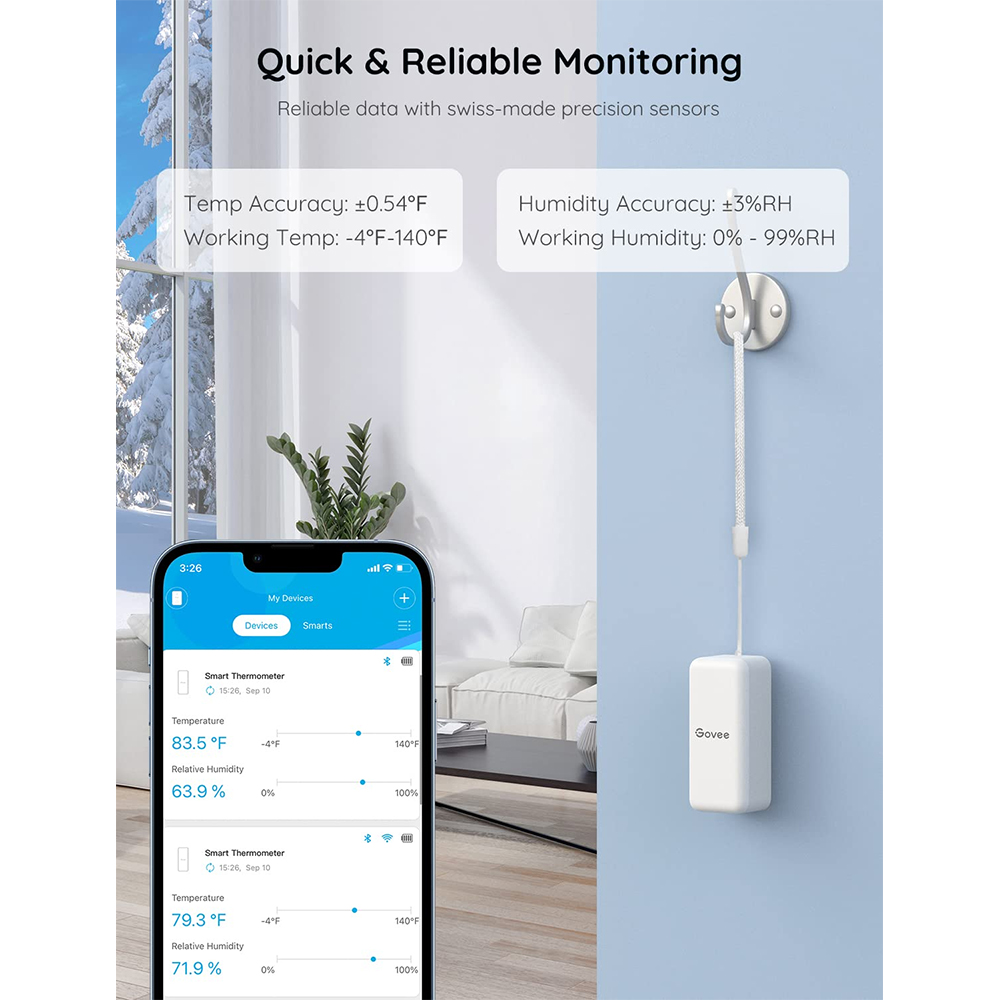 Indoor Outdoor Wireless Temperature Humidity Sensor Monitor with 