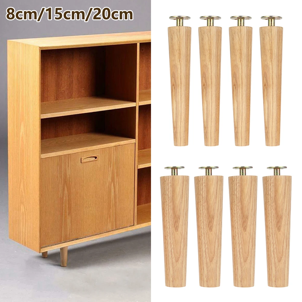 4pcs Solid Wood Furniture Leg Table Feets Wooden Cabinet Table Legs Fashion Furniture Hardware Replacement for Sofa Bed