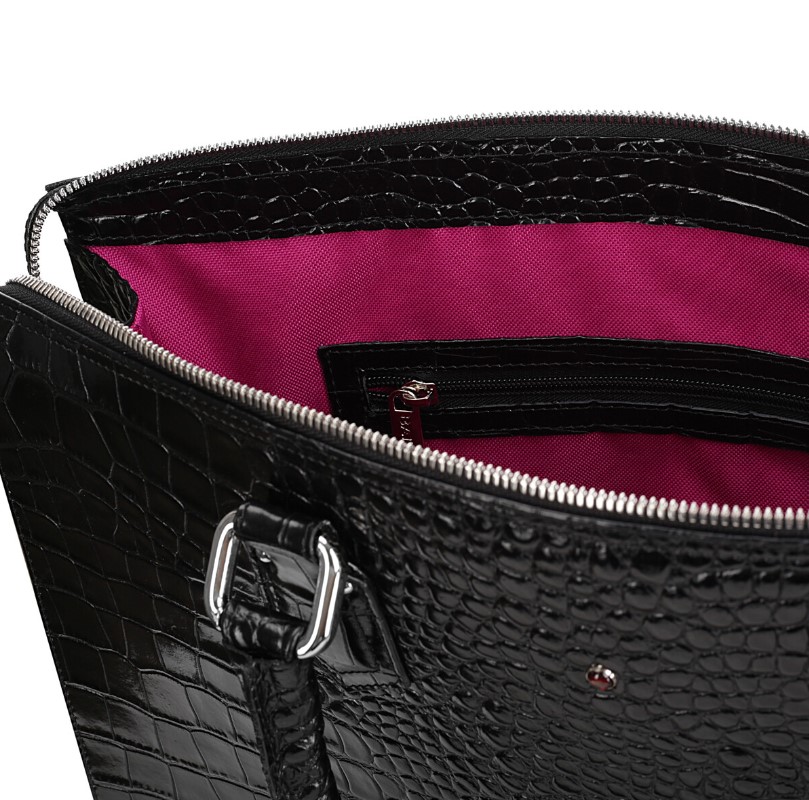 Women's leather briefcase HANA croco black