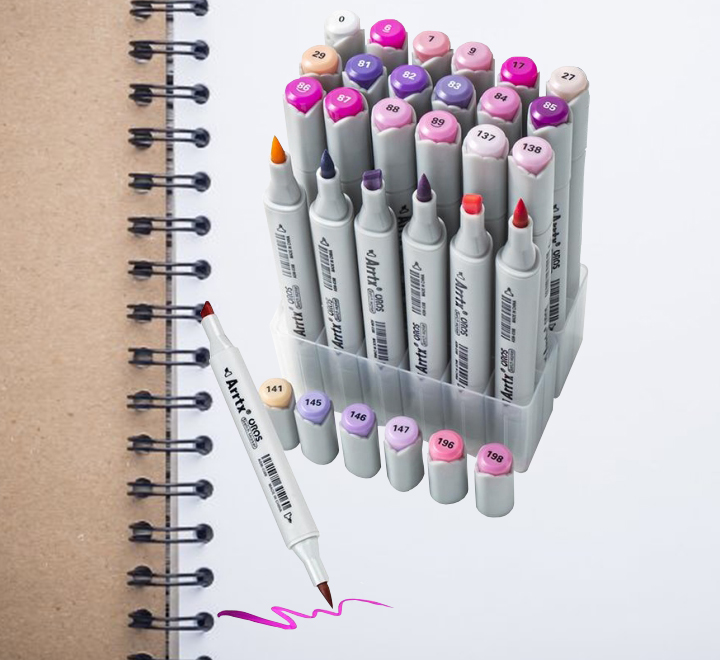 24 Colors Red/Green/Blue/Purple Tune Brush Marker 